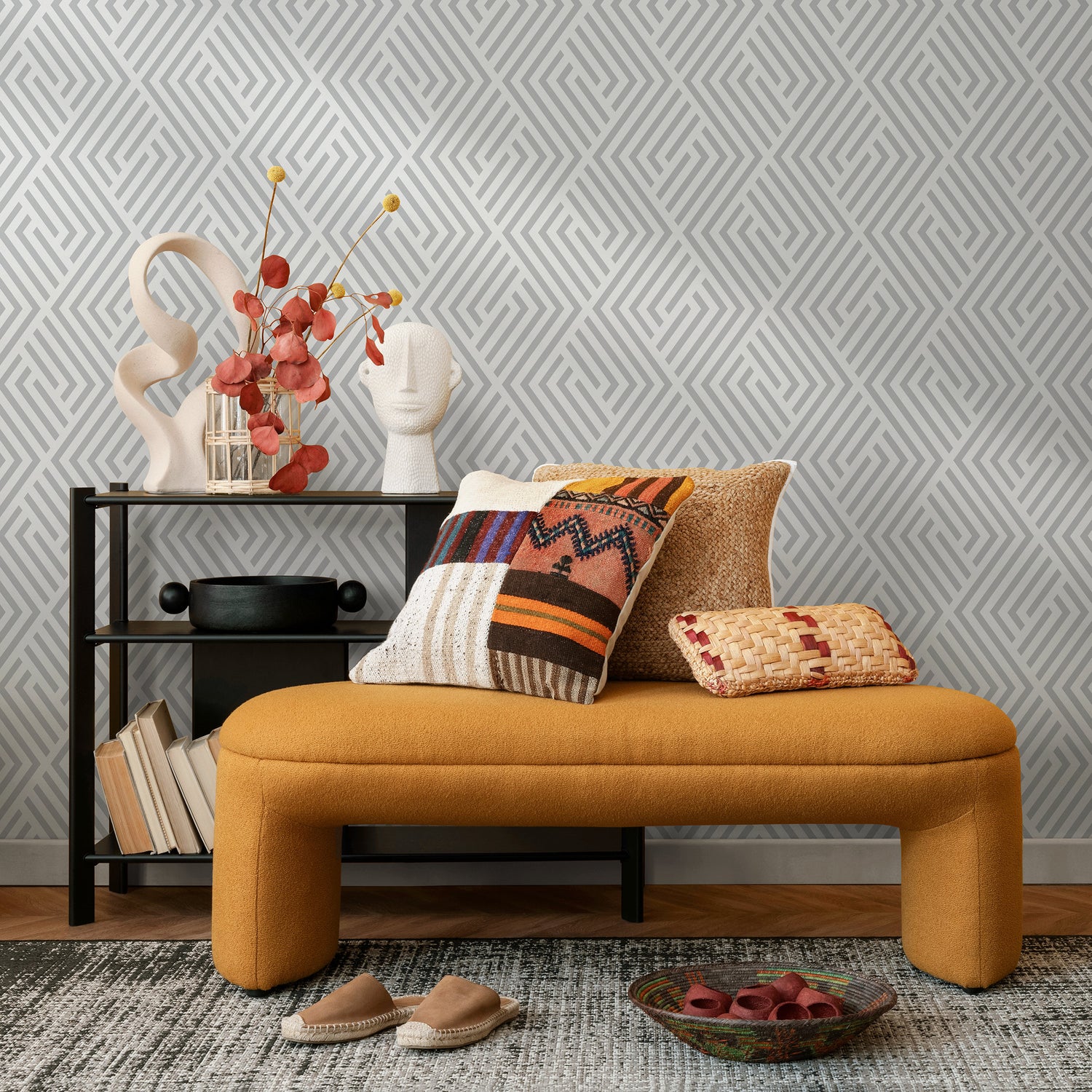 Minimal Grey Wallpaper Removable Wallpaper Peel and Stick Wallpaper Wall Paper Wall Mural - B245