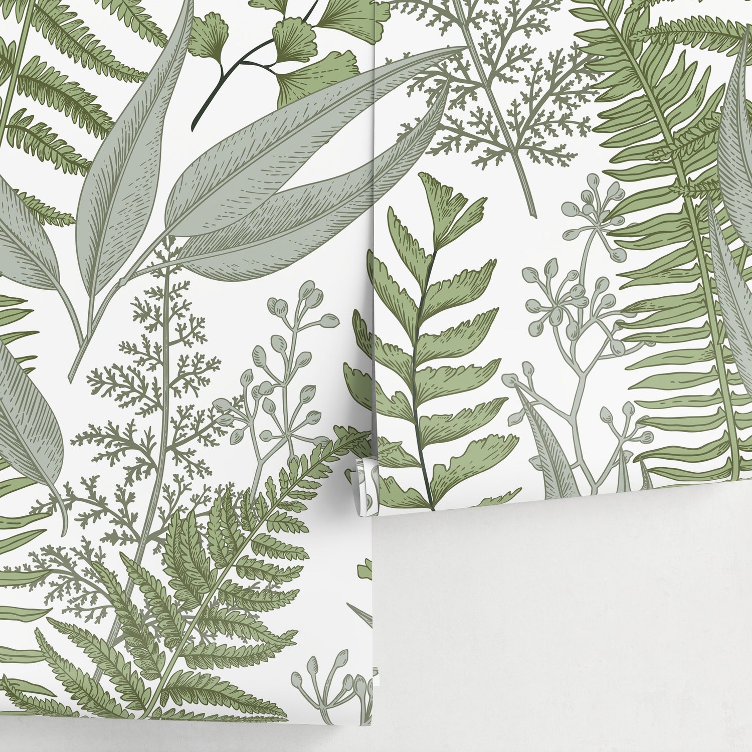 Removable Wallpaper Scandinavian Wallpaper Temporary Wallpaper Ferns Wallpaper Peel and Stick Wallpaper Wall Paper - A530