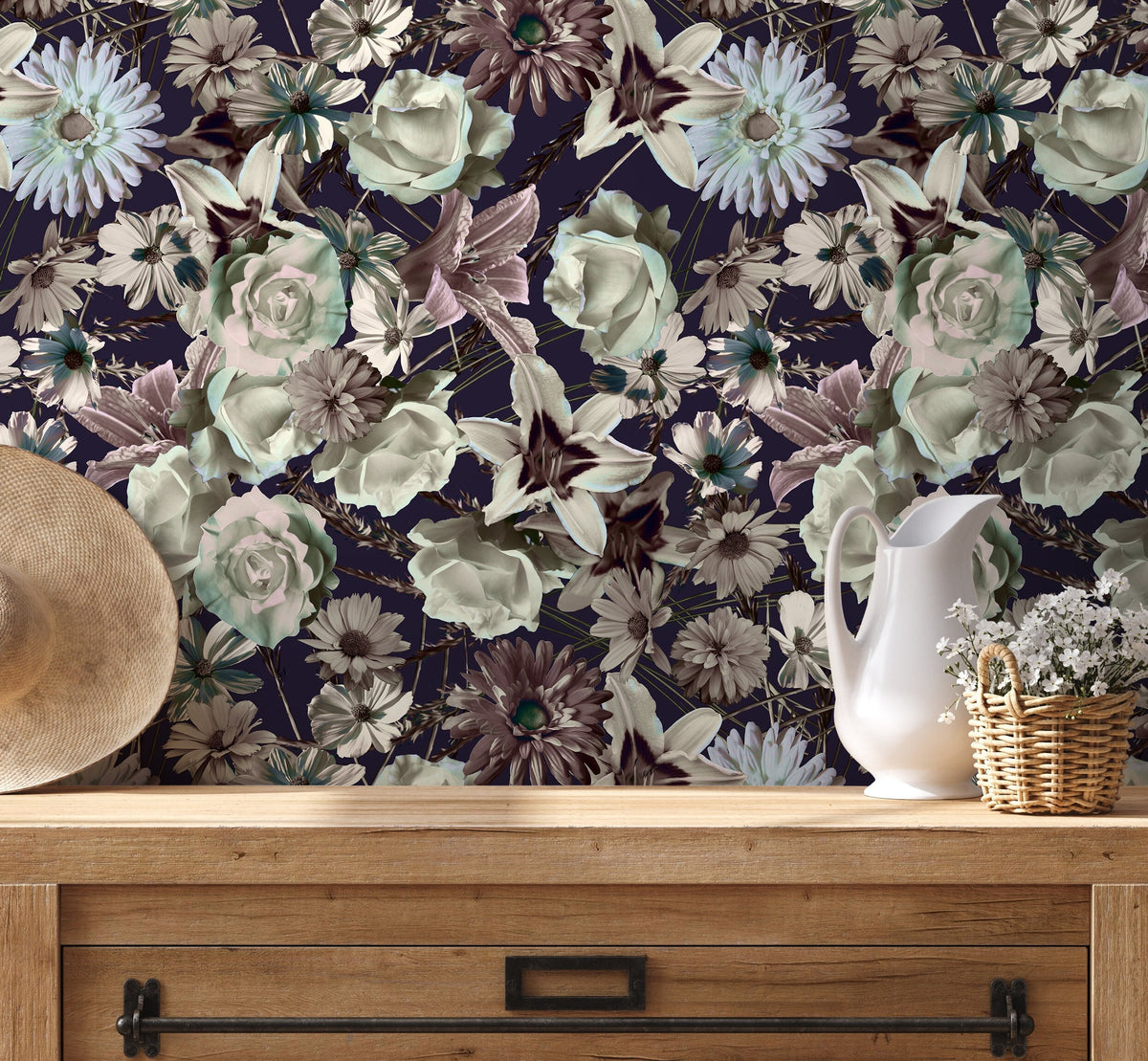 Removable Wallpaper Peel and Stick Wallpaper Wall Paper Wall Mural - Bohemian Floral Wallpaper - B558