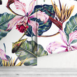 Removable Wallpaper Peel and Stick Wallpaper Wall Paper Wall Mural - Banana Leaf Wallpaper Orchid Wallpaper - A584