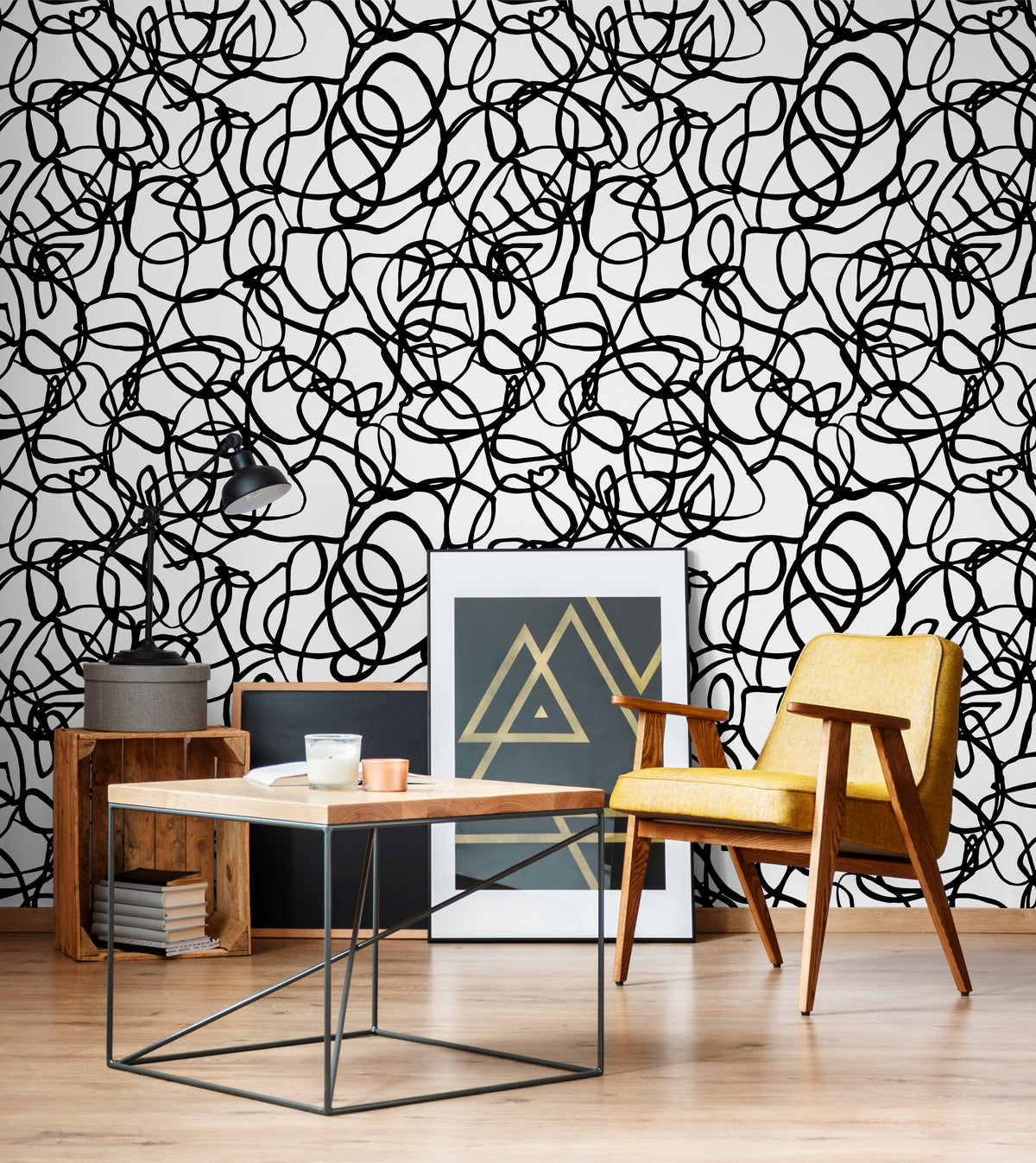 Removable Wallpaper Peel and Stick Wallpaper Wall Paper Wall Mural - Black and White Wallpaper - X081