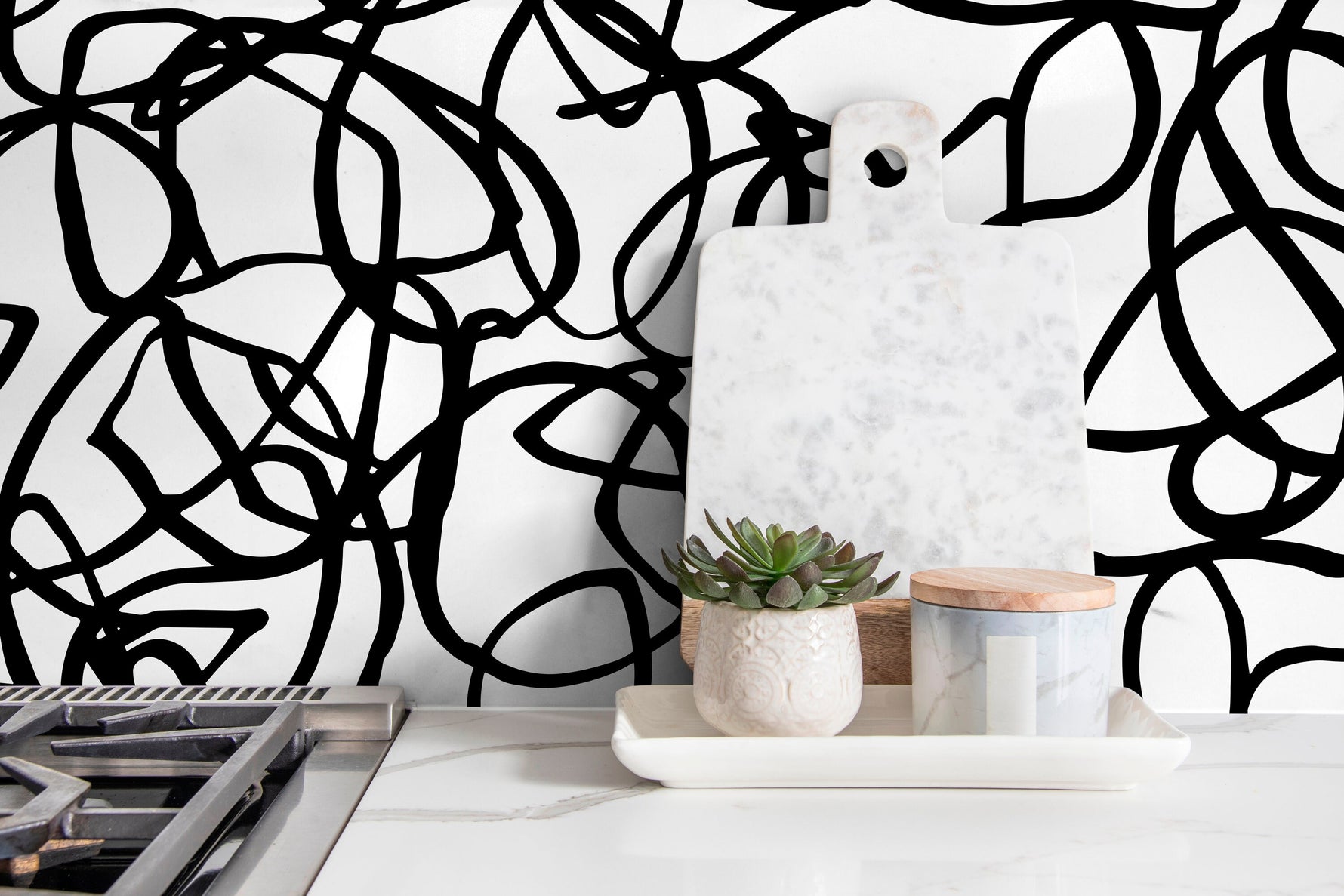 Removable Wallpaper Peel and Stick Wallpaper Wall Paper Wall Mural - Black and White Wallpaper - X081