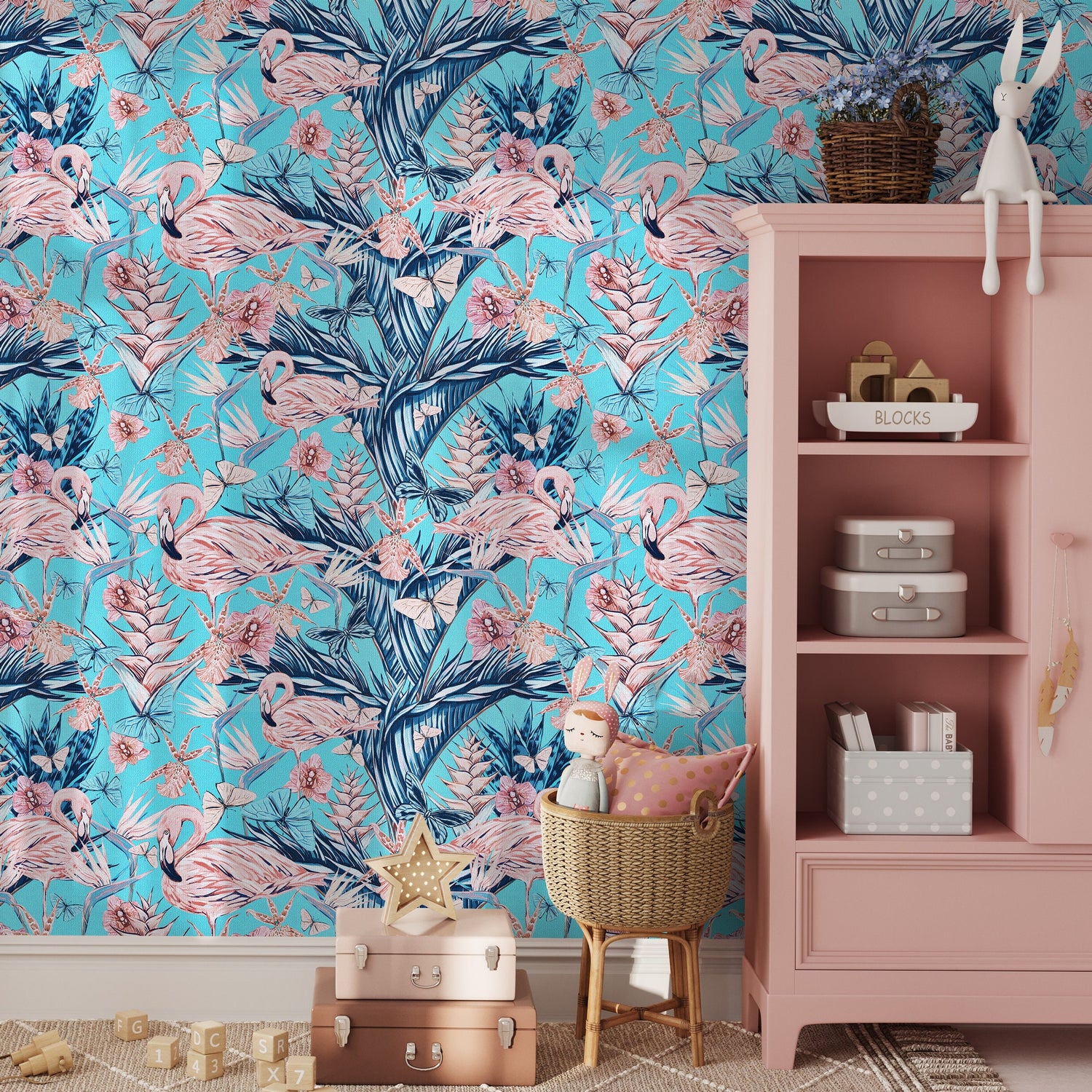 Tropical Flamingo Paradise Wallpaper - B115