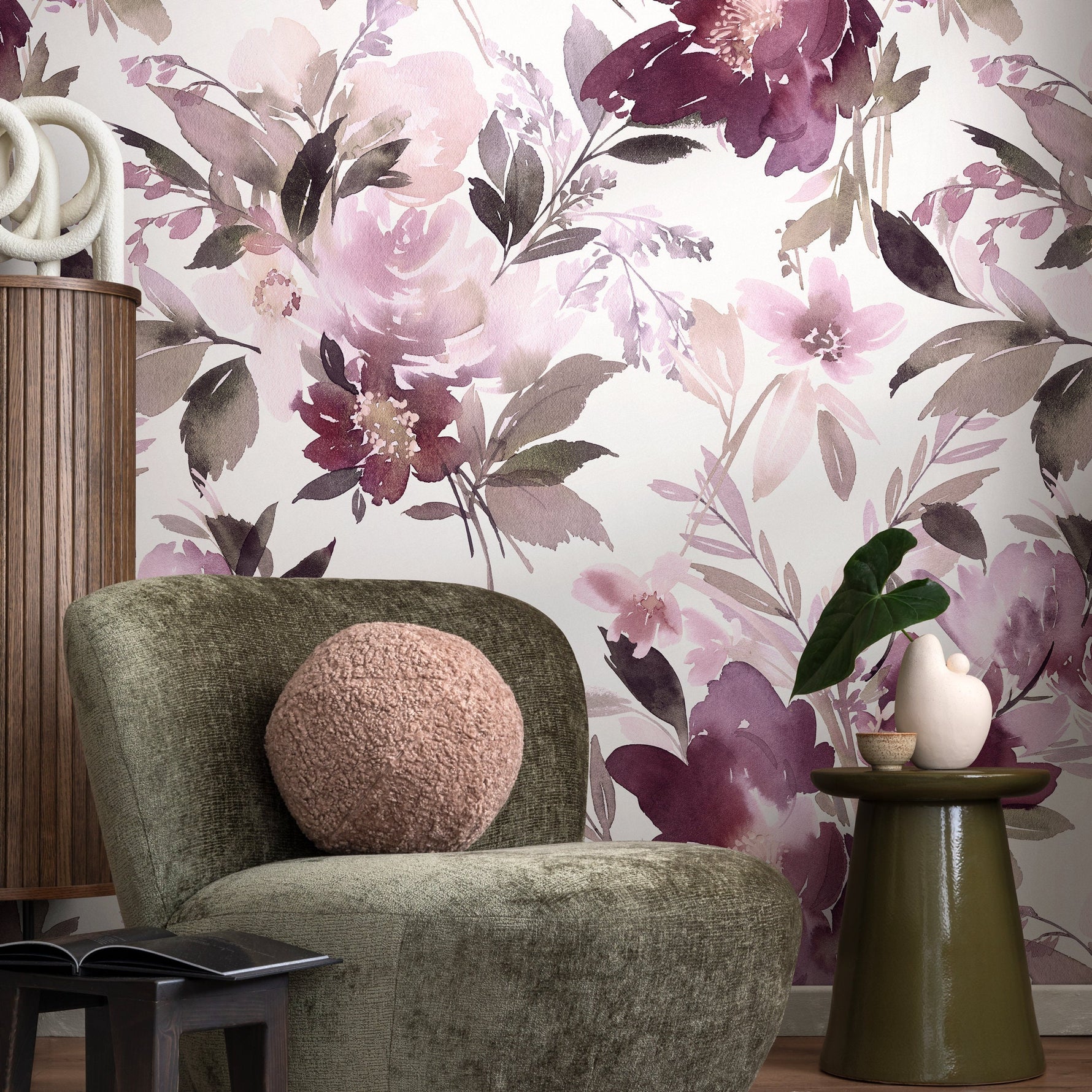 Elegant Floral Watercolor Wallpaper - B137