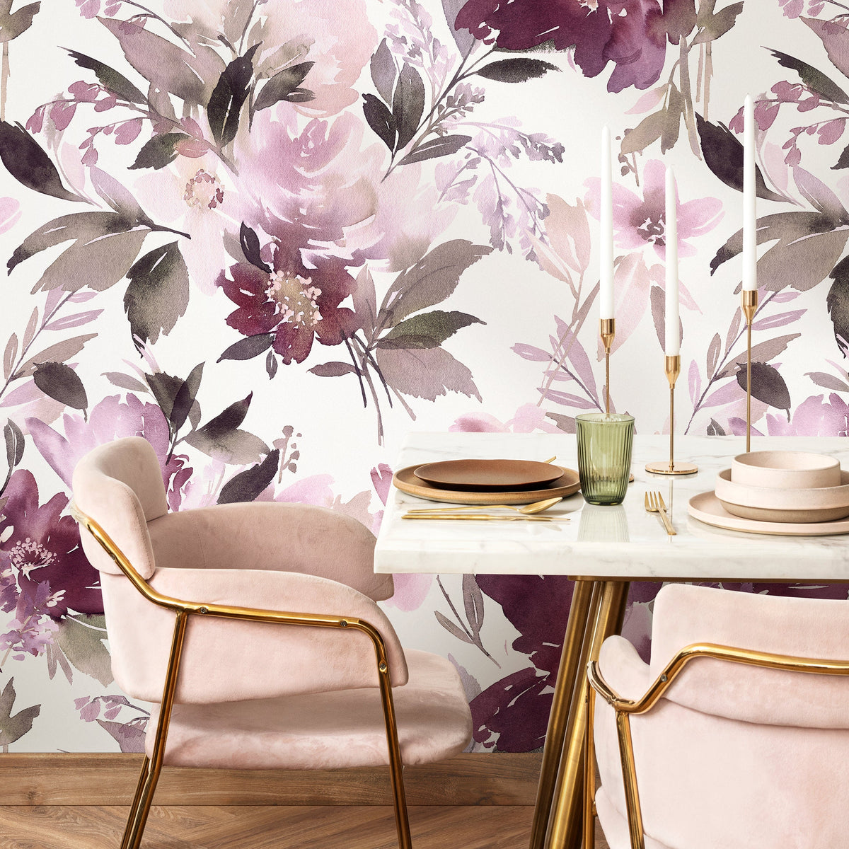 Elegant Floral Watercolor Wallpaper - B137