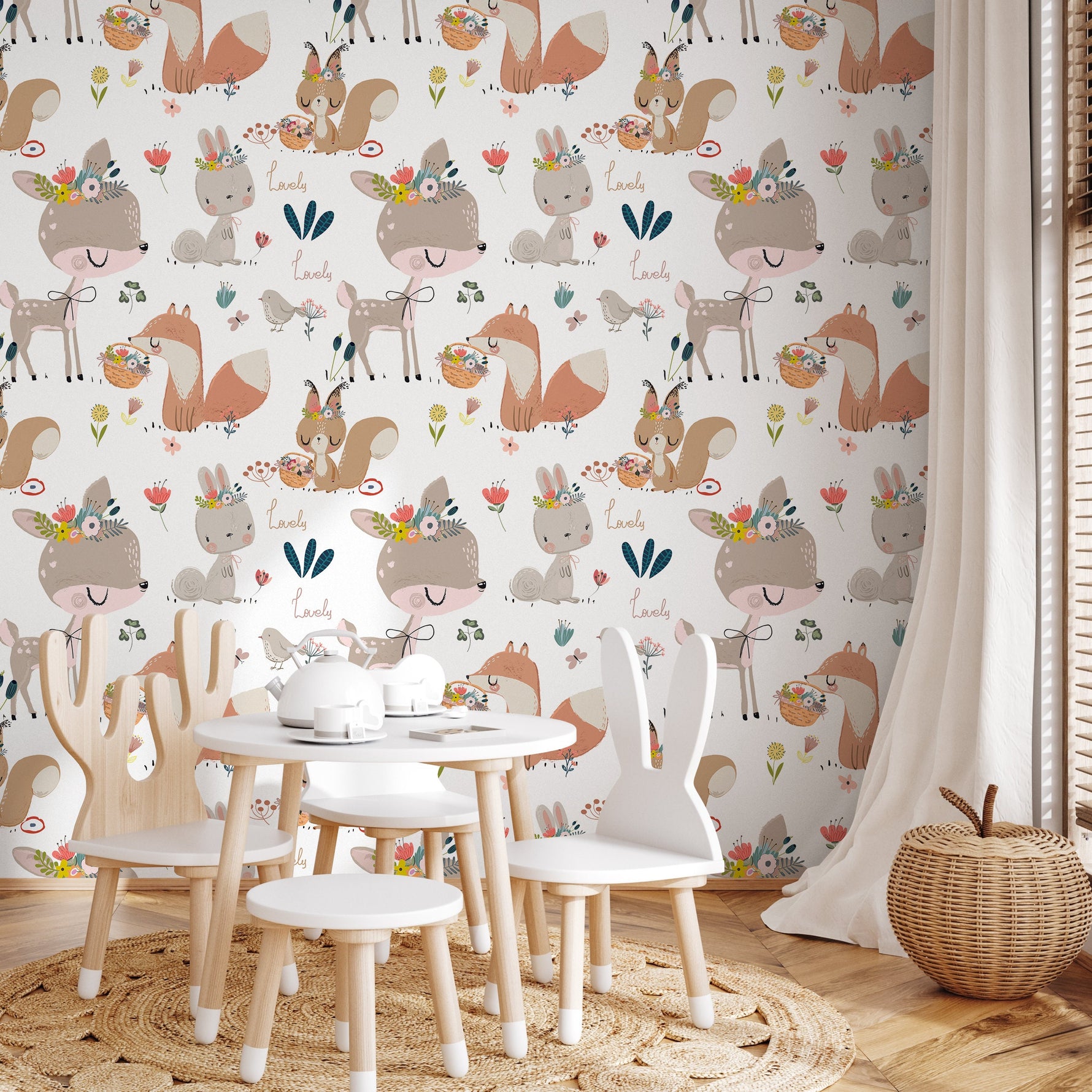 Removable Wallpaper Peel and Stick Wallpaper Wall Paper - Kids - Cute Animals - B547