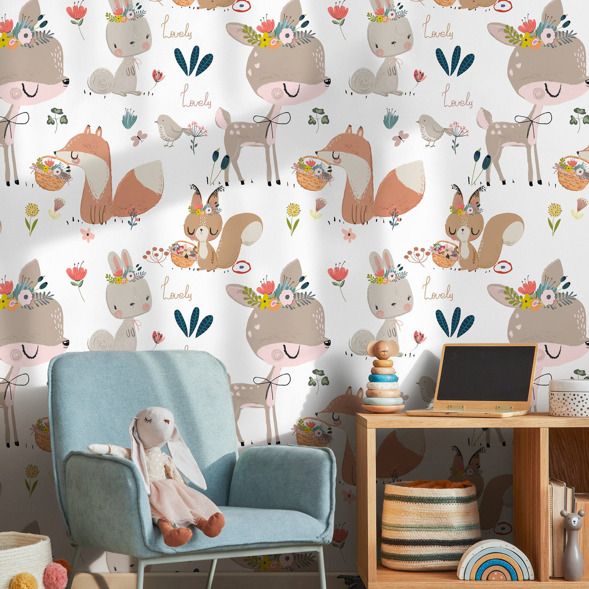 Removable Wallpaper Peel and Stick Wallpaper Wall Paper - Kids - Cute Animals - B547