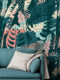 Thumbnail for Wallpaper Peel and Stick Wallpaper Removable Wallpaper Home Decor Wall Decor Room Decor / Tropical Abstract Monstera Leaf Wallpaper - A832