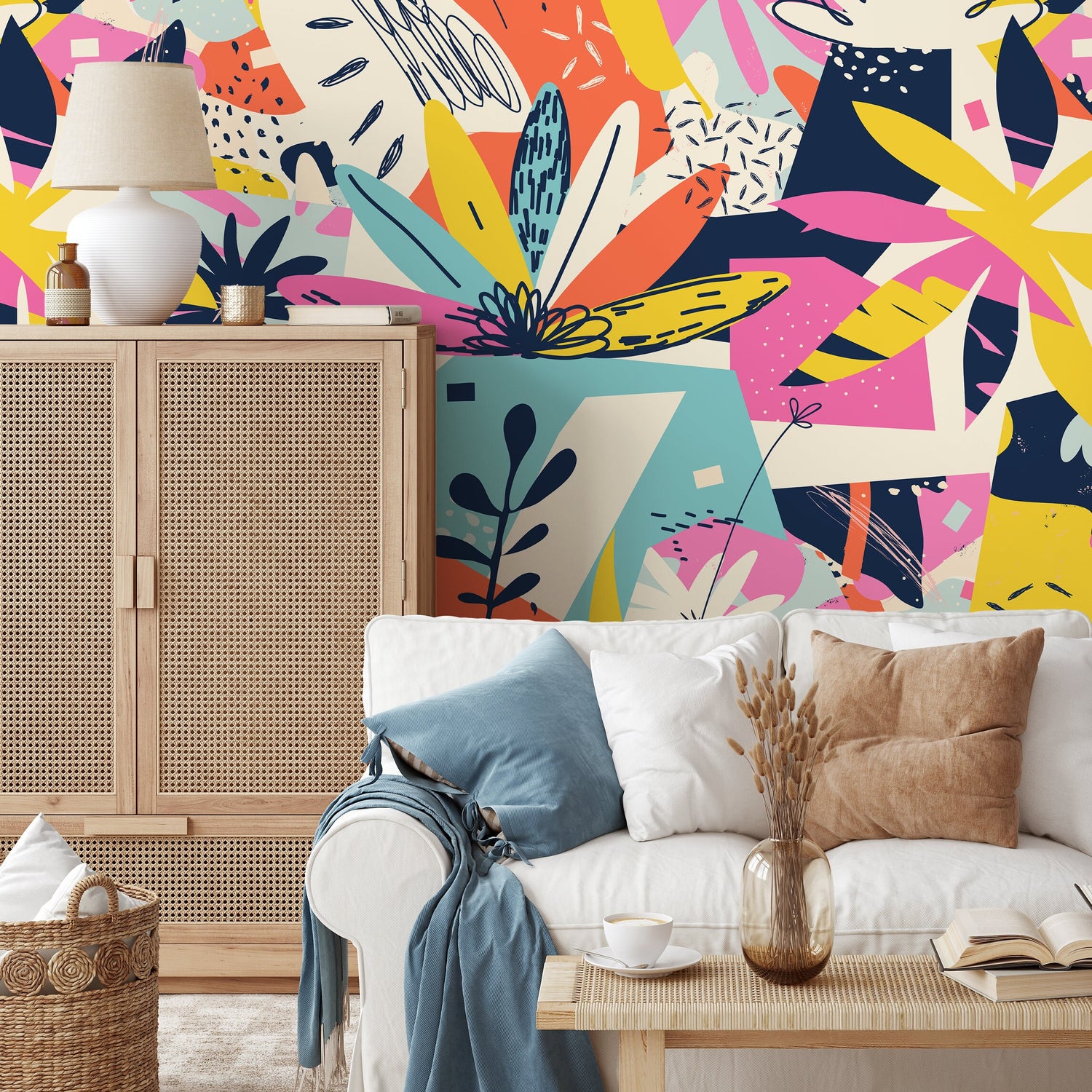 Vibrant Botanical Extravaganza Wallpaper - B195