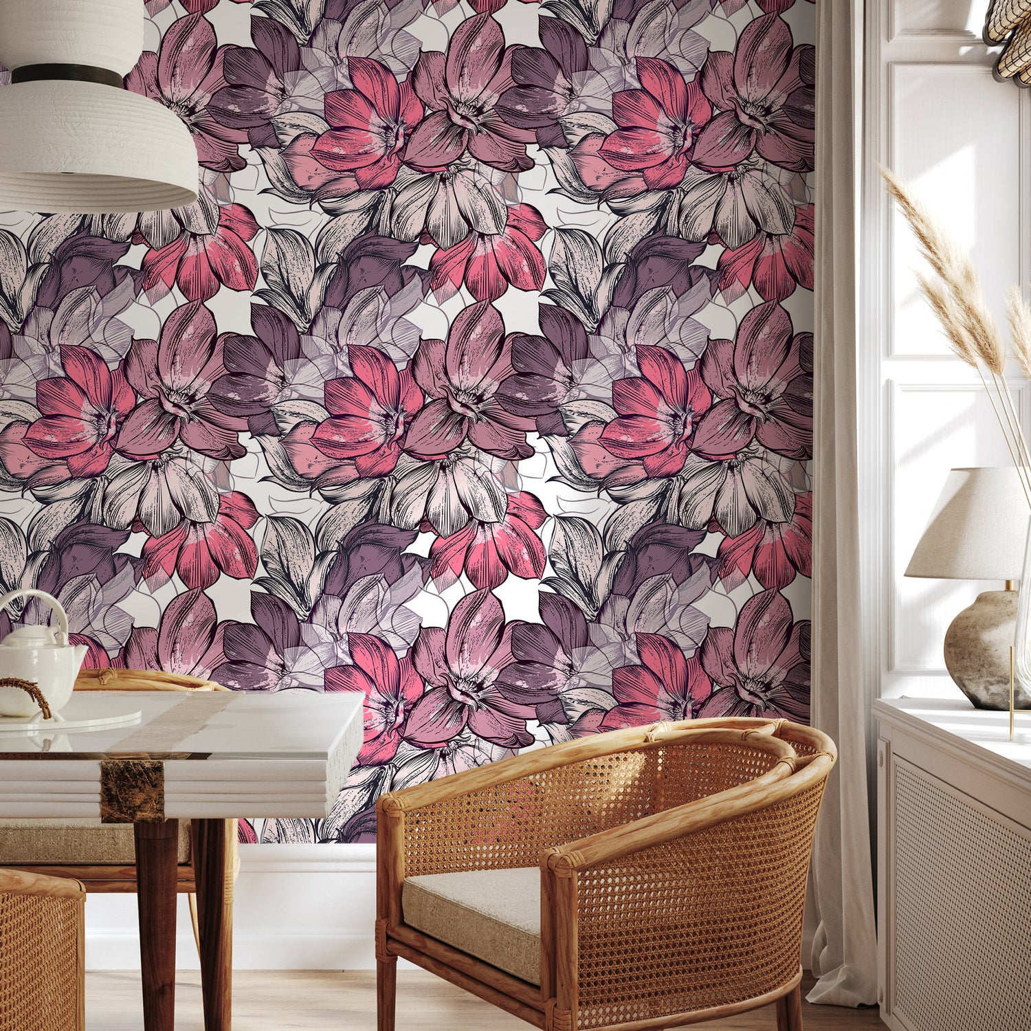 Removable Wallpaper Peel and Stick Wallpaper Wall Paper Wall Mural - Floral Wallpaper - B556