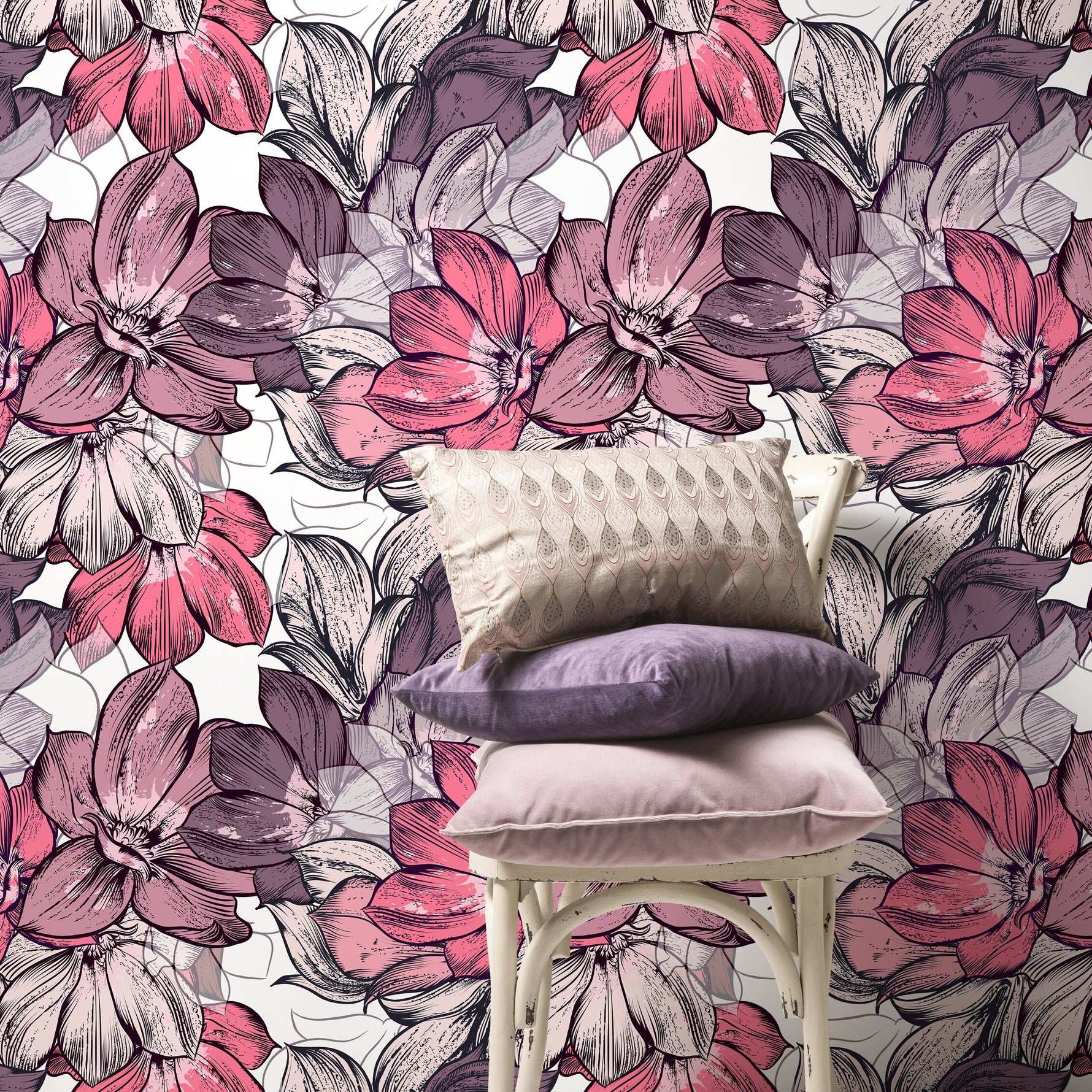 Removable Wallpaper Peel and Stick Wallpaper Wall Paper Wall Mural - Floral Wallpaper - B556