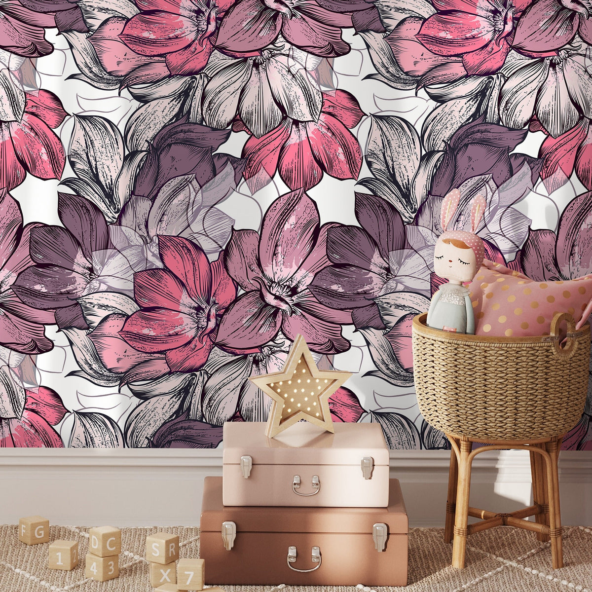 Removable Wallpaper Peel and Stick Wallpaper Wall Paper Wall Mural - Floral Wallpaper - B556