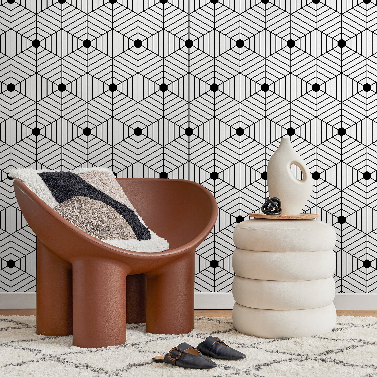 Removable Wallpaper Peel and Stick Wallpaper Wall Paper Wall Mural - Geometric Wallpaper - B147