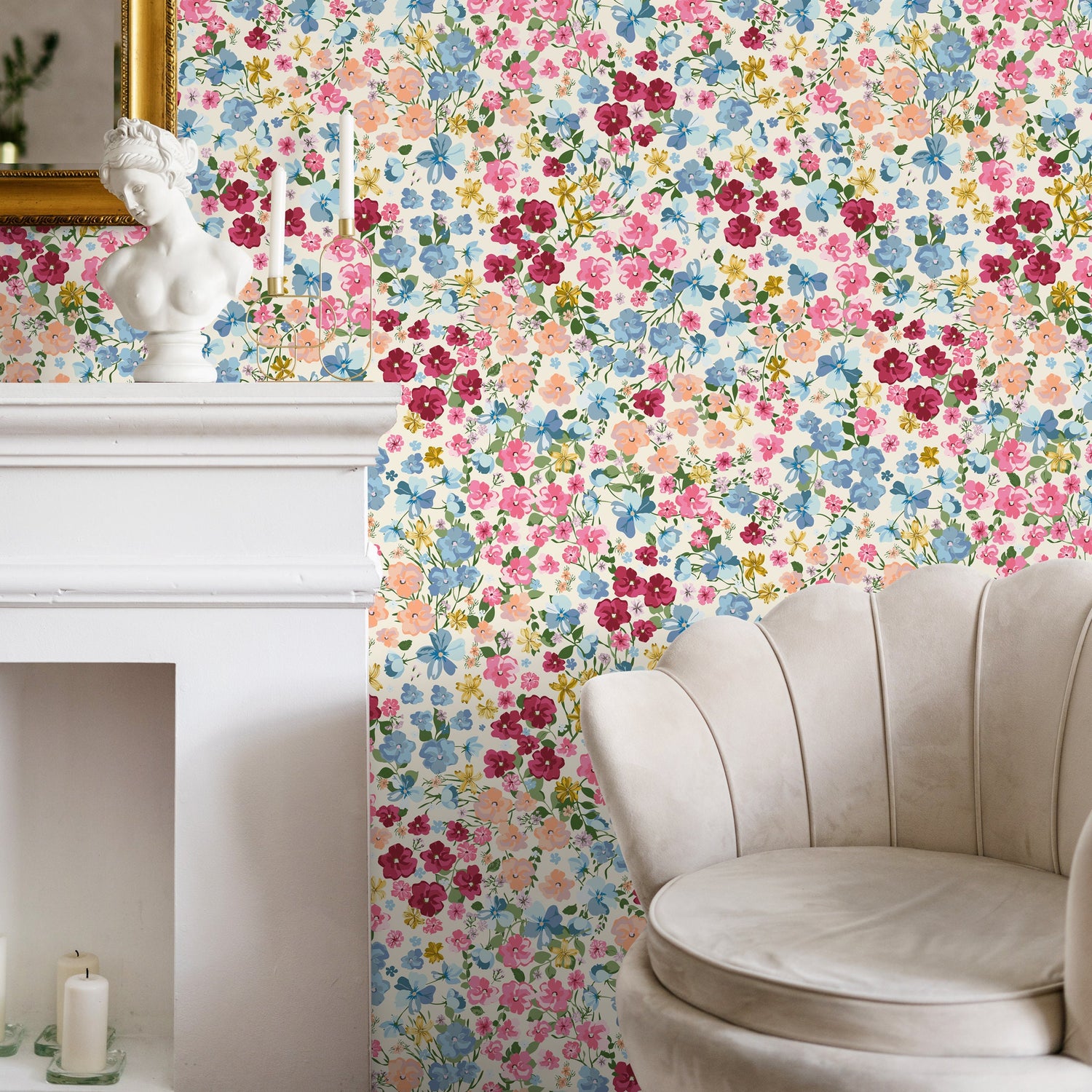 Flower Wallpaper - Removable Wallpaper Peel and Stick Wallpaper Wall Paper Wall Mural - B298