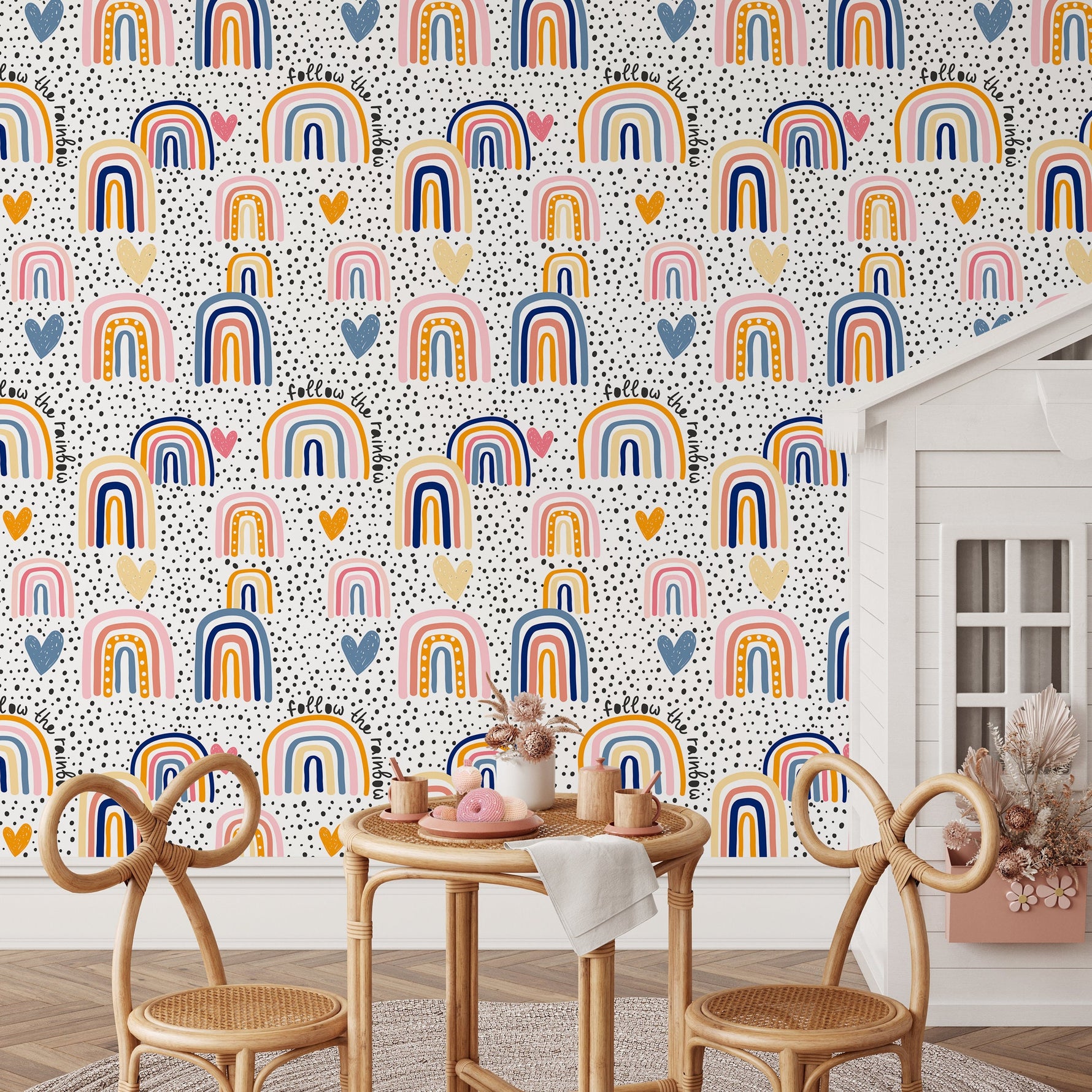 Wallpaper Peel and Stick Wallpaper Removable Wallpaper Home Decor Wall Art Wall Decor Room Decor / Colorful Rainbow Kids Wallpaper - B299