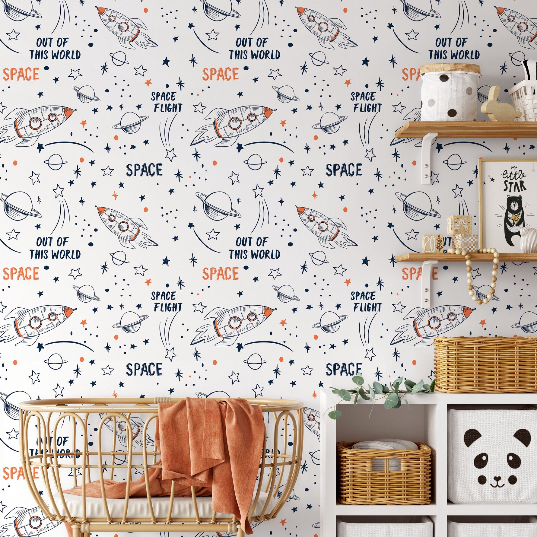 Removable Wallpaper Peel and Stick Wallpaper Wall Paper - Space Doodle Wallpaper - B336