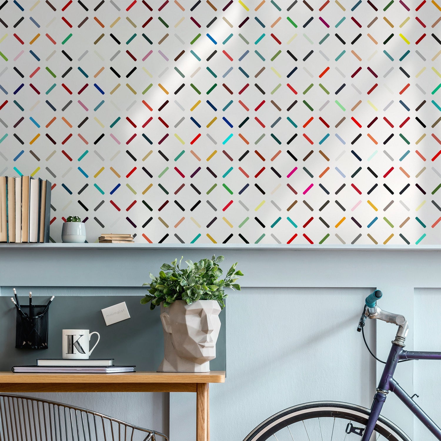 Multicolor Geometric Lines Wallpaper - B317