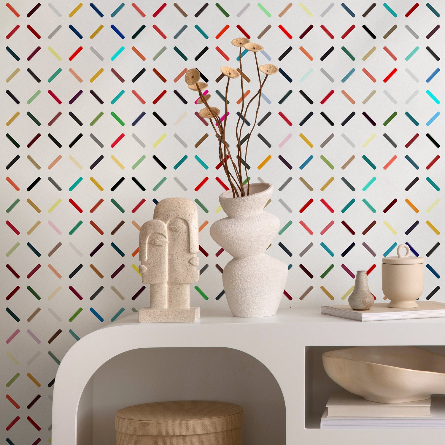 Multicolor Geometric Lines Wallpaper - B317