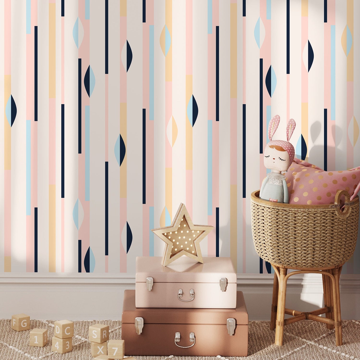 Wallpaper Peel and Stick Wallpaper Removable Wallpaper Home Decor Wall Art Wall Decor Room Decor / Geometric Pastel Color Wallpaper - B466