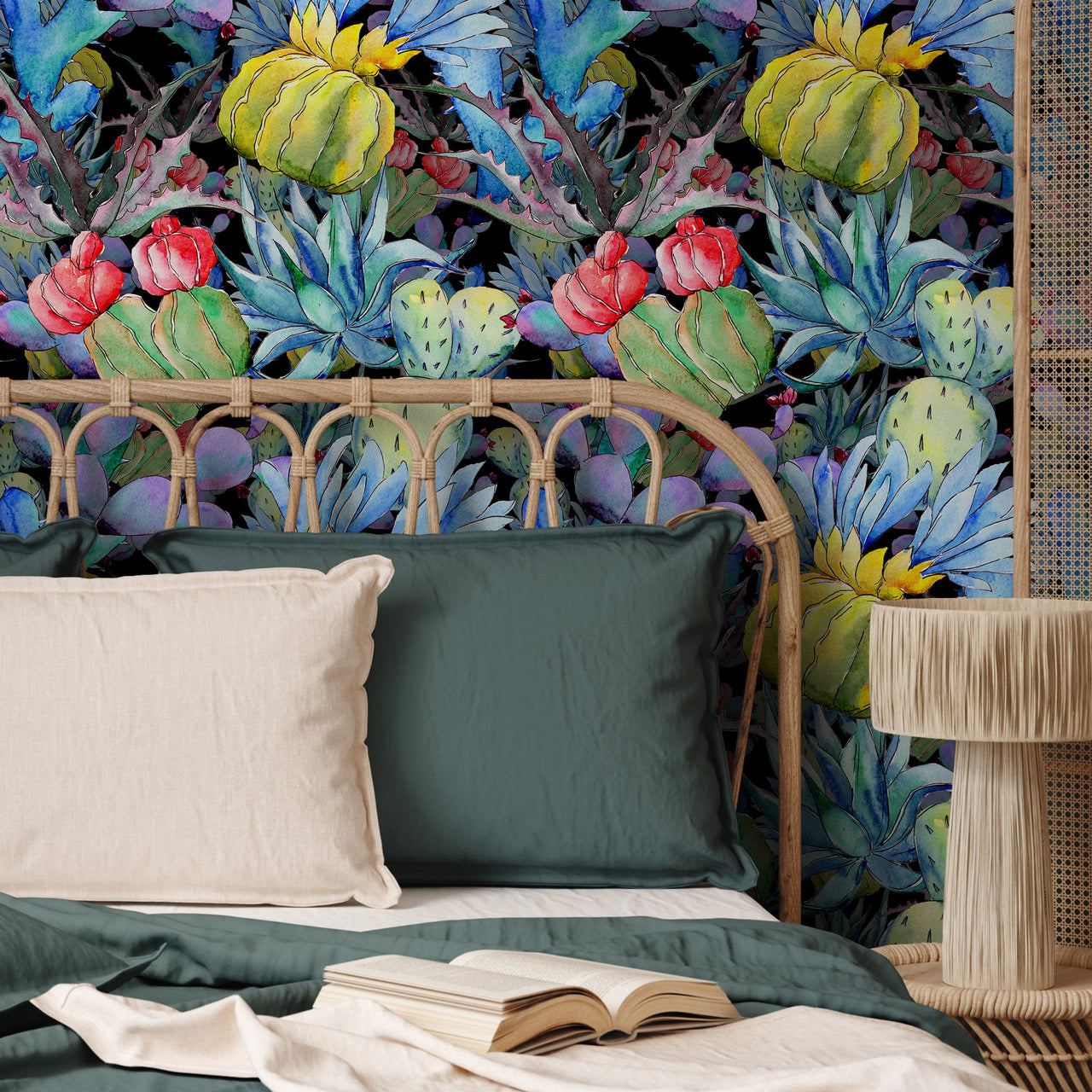 Wallpaper Peel and Stick Wallpaper Removable Wallpaper Home Decor Wall Art Wall Decor Room Decor / Colorful Floral Cactus Wallpaper - B009