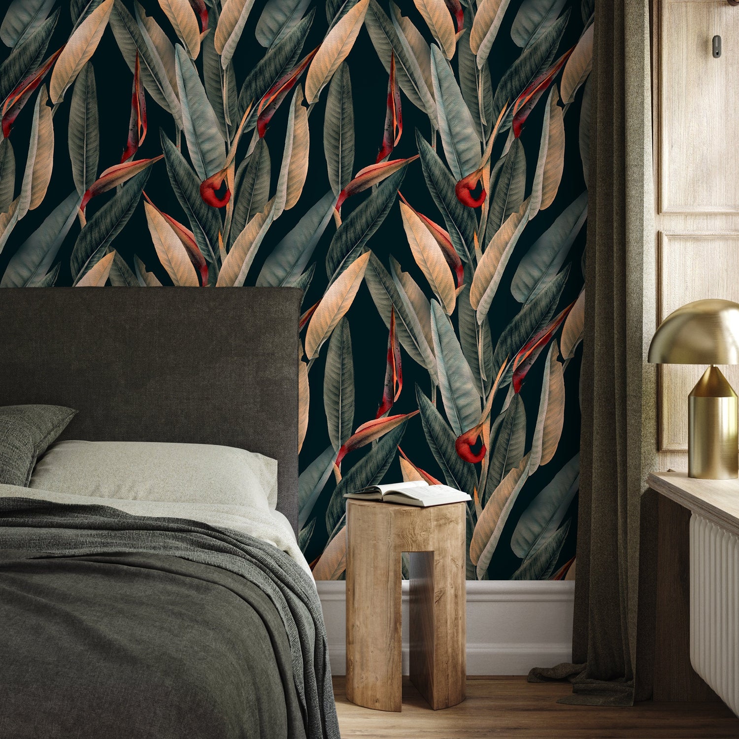 Wallpaper Peel and Stick Wallpaper Removable Wallpaper Home Decor Wall Art Wall Decor Room Decor / Botanical Leaves Wallpaper - B036