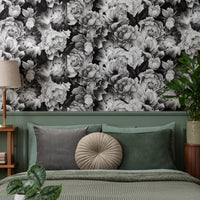 Thumbnail for Wallpaper Peel and Stick Wallpaper Removable Wallpaper Home Decor Wall Art Wall Decor Room Decor / Black Vintage Floral Wallpaper - B045