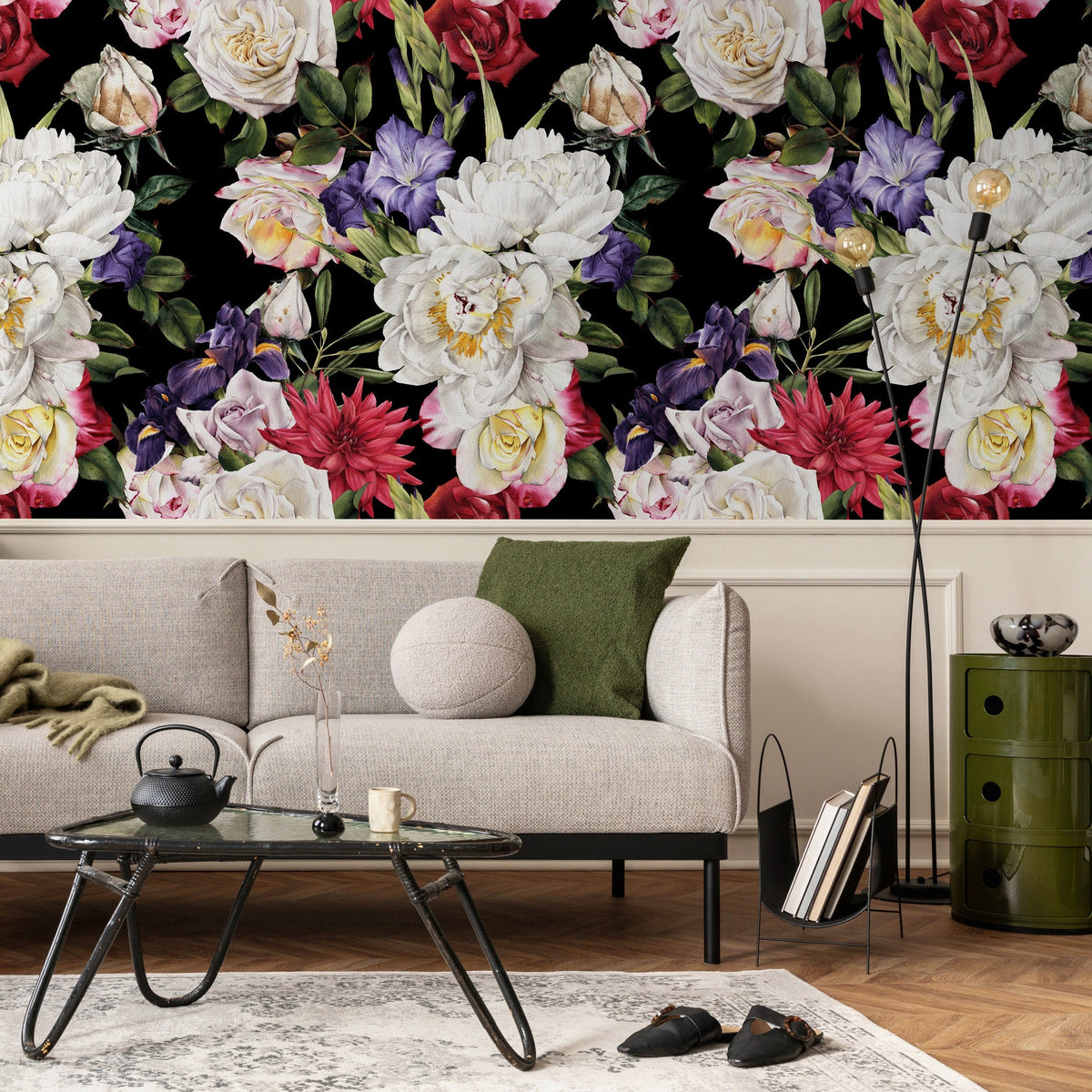 Wallpaper Peel and Stick Wallpaper Removable Wallpaper Home Decor Wall Art Wall Decor Room Decor / Vintage Roses Wallpaper - B061