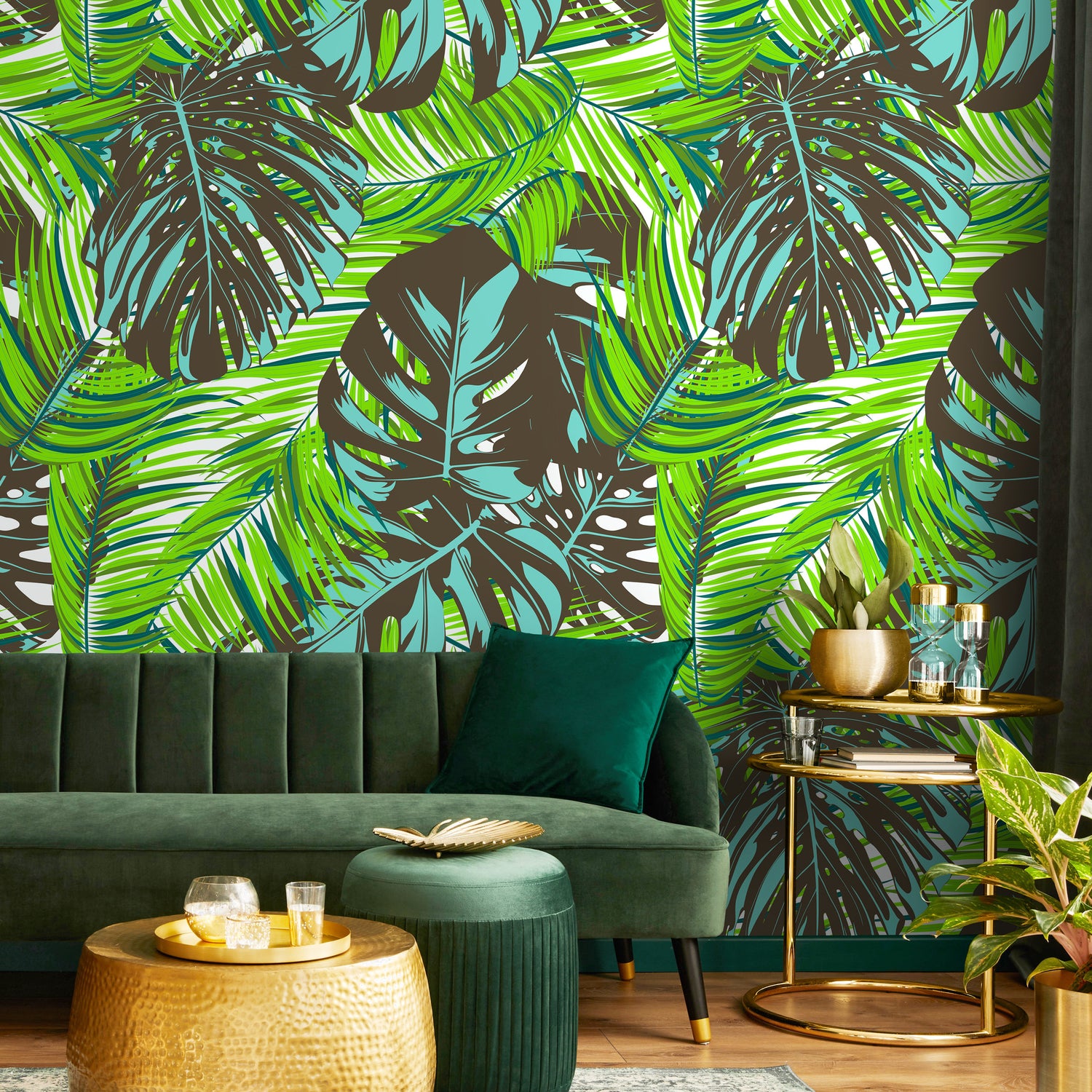 Wallpaper Peel and Stick Wallpaper Removable Wallpaper Home Decor Wall Art Wall Decor Room Decor / Tropical Leaves Wallpaper - B104