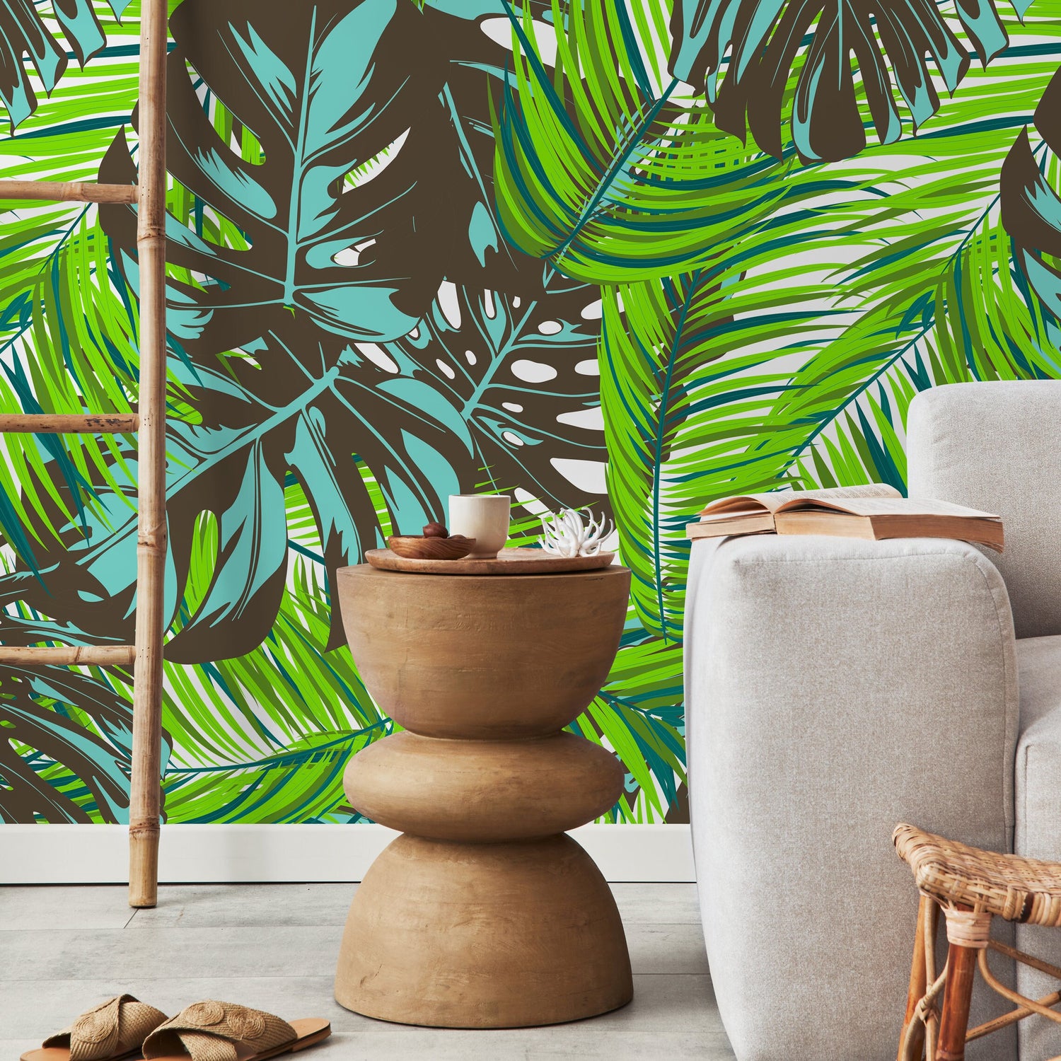 Wallpaper Peel and Stick Wallpaper Removable Wallpaper Home Decor Wall Art Wall Decor Room Decor / Tropical Leaves Wallpaper - B104