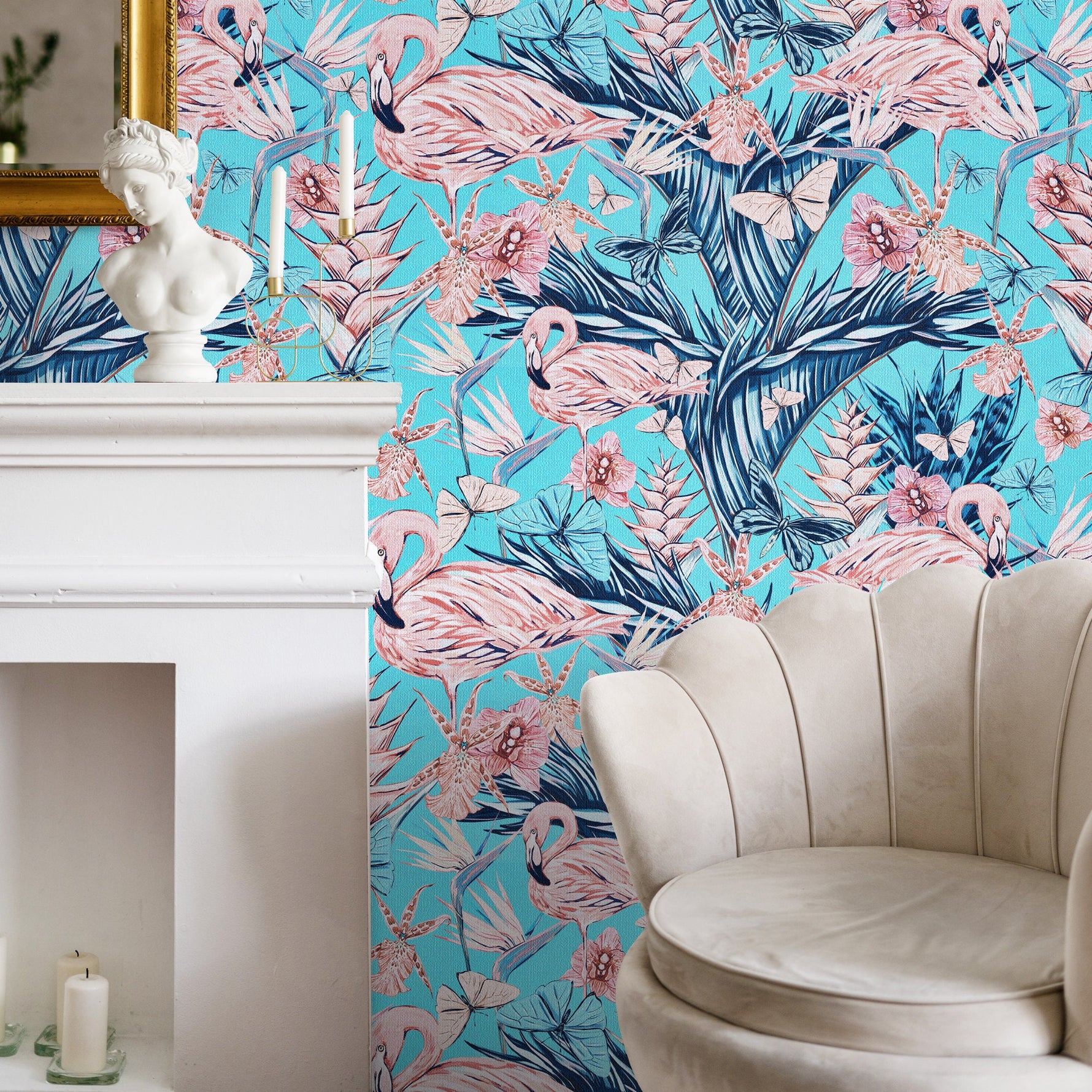 Tropical Flamingo Paradise Wallpaper - B115