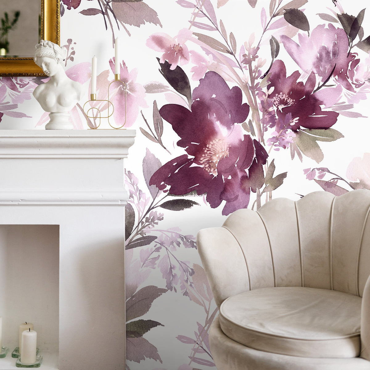 Elegant Floral Watercolor Wallpaper - B137