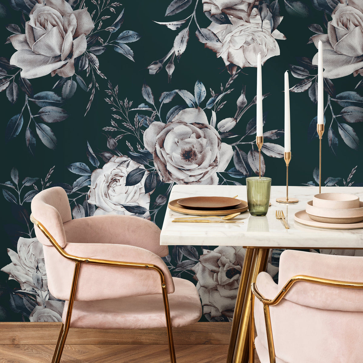 Elegant Floral Noir Wallpaper - B223