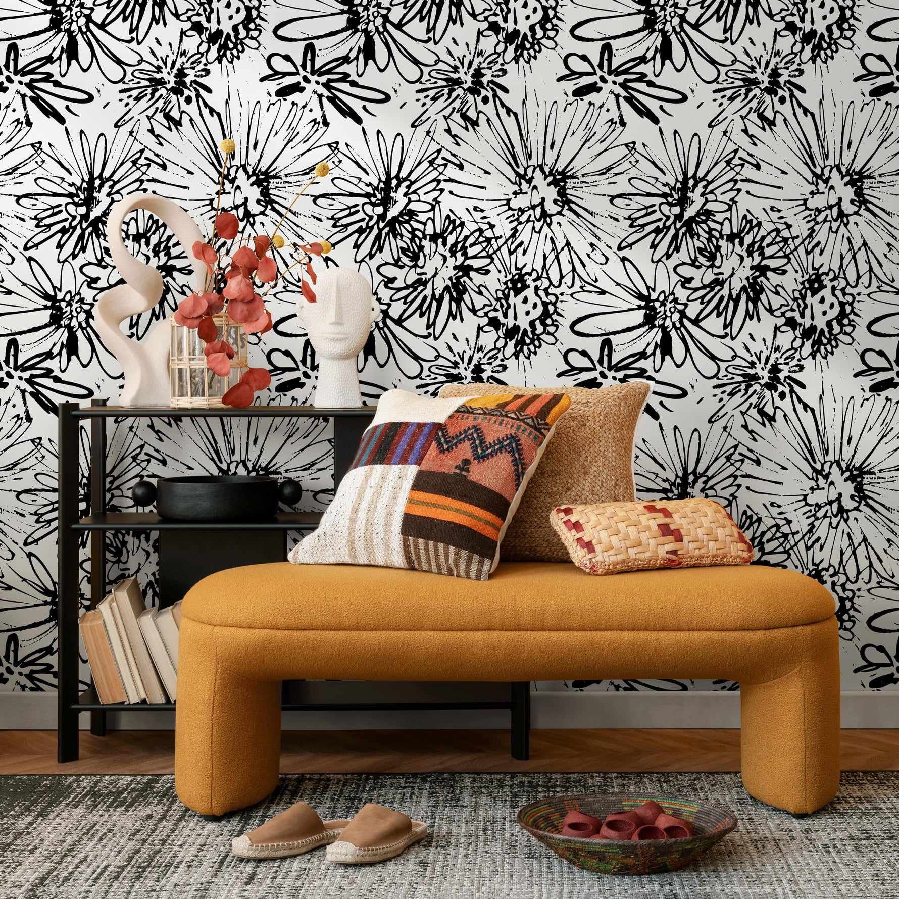 Ink Floral Explosion Wallpaper - B703