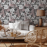 Self-adhesive Removable Wallpaper, Floral Wallpaper, Peel and Stick Fabric Wallpaper, Custom Design Wall Mural, Wallpaper - B648