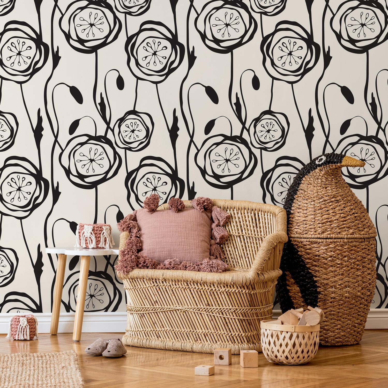 Floral Line Art Wallpaper - B605