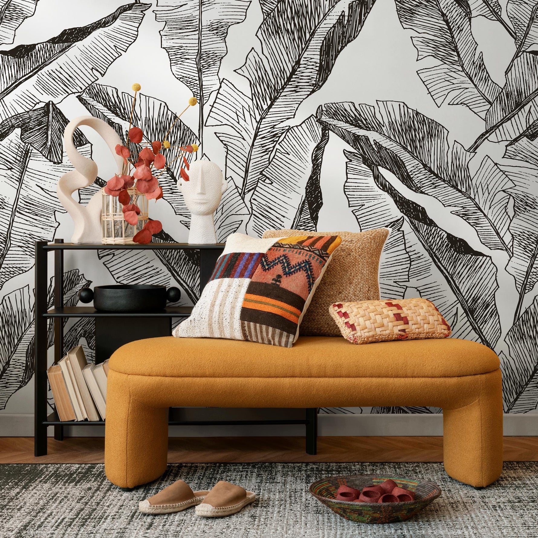 Tropical Sketch Foliage Wallpaper - B722