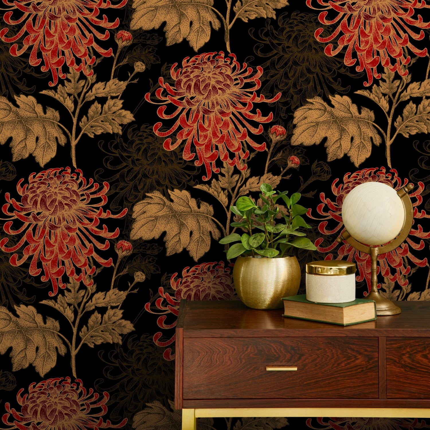 Intricate Chrysanthemum Bloom Wallpaper - A923 - WallTrend