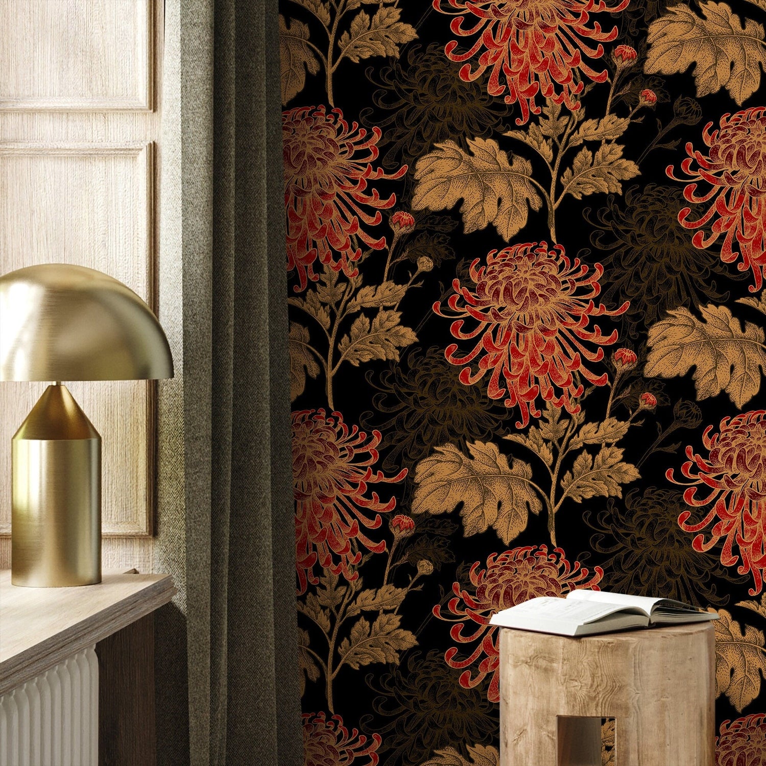 Intricate Chrysanthemum Bloom Wallpaper - A923 - WallTrend
