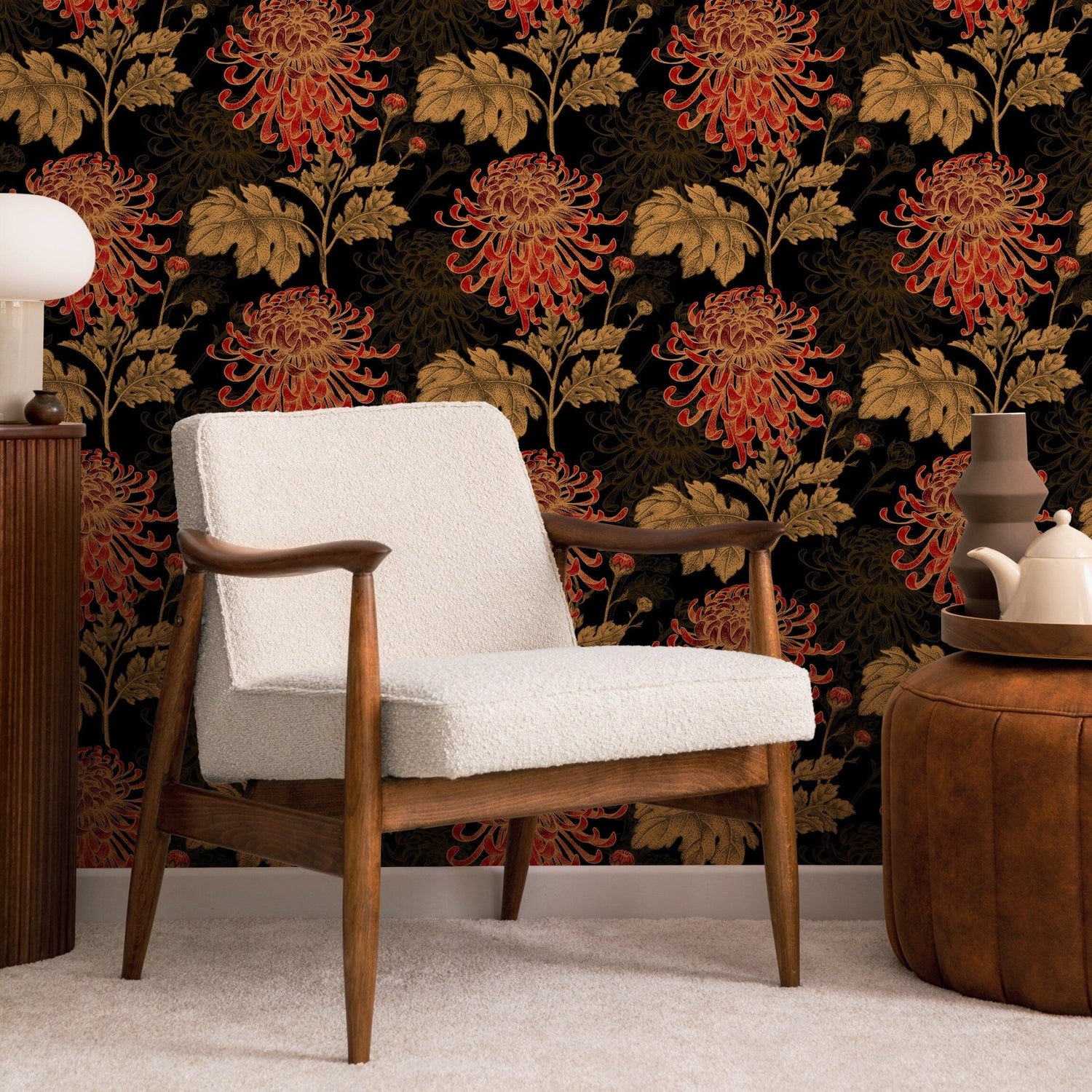 Intricate Chrysanthemum Bloom Wallpaper - A923 - WallTrend