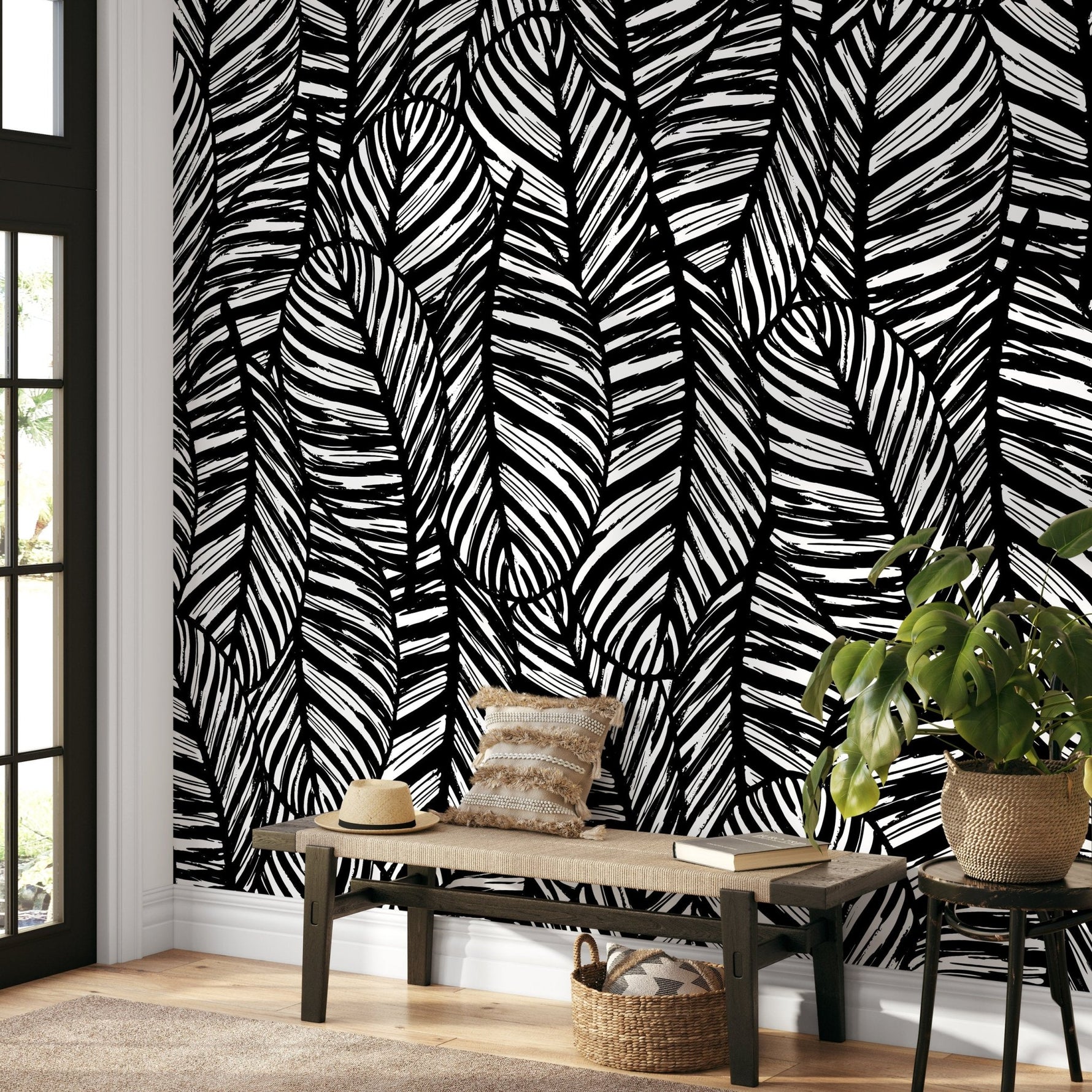 Intricate Leaves Pattern Wallpaper - B624 - WallTrend