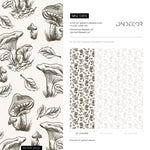 Leaf and Mushroom Wallpaper Hand drawing Wallpaper Peel and Stick and Traditional Wallpaper - D819 - WallTrend