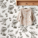 Leaf and Mushroom Wallpaper Hand drawing Wallpaper Peel and Stick and Traditional Wallpaper - D819 - WallTrend
