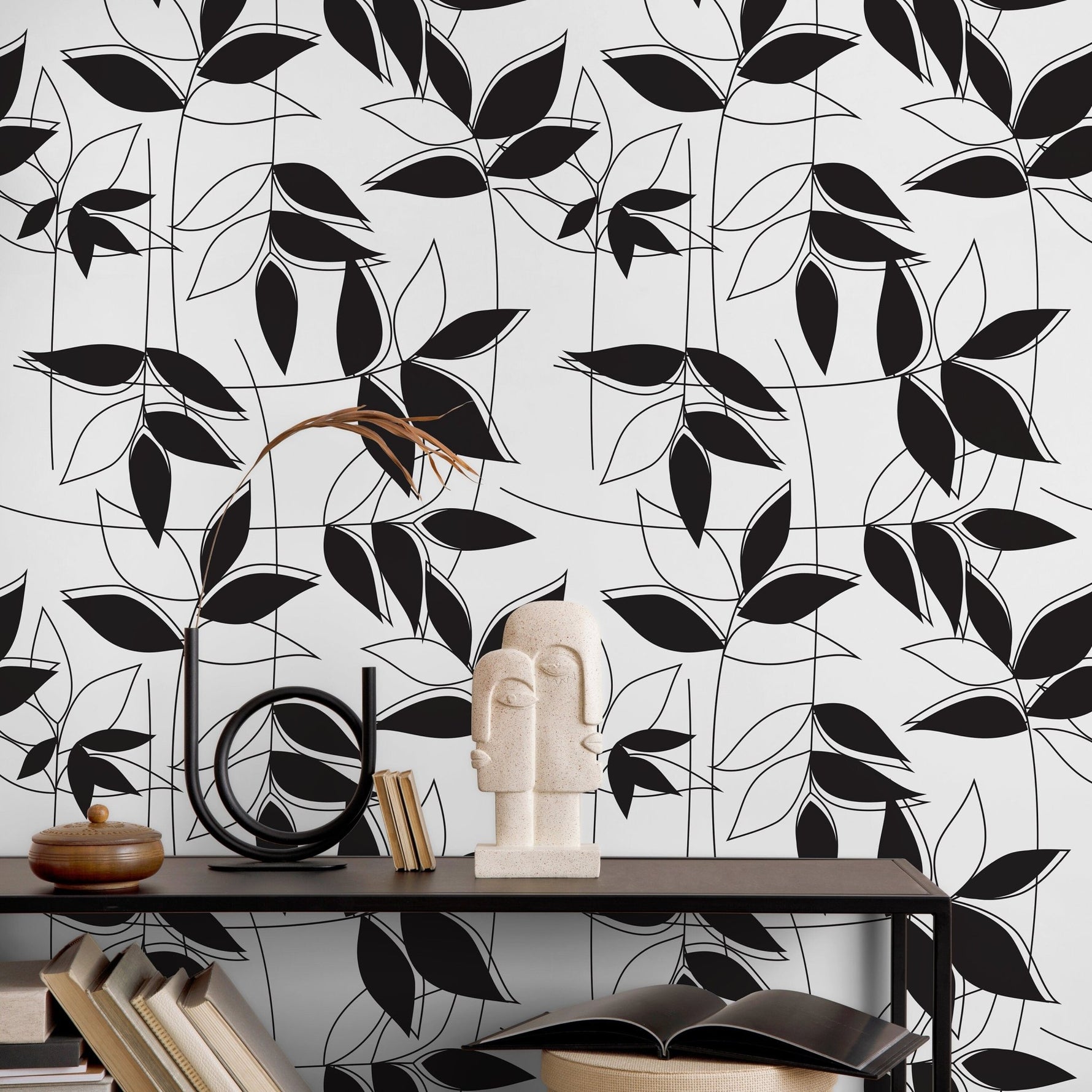 Leafy Silhouette Wallpaper - B683 - WallTrend