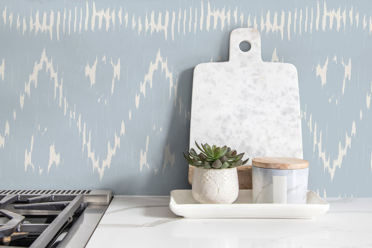 Light Blue Boho Wallpaper / Peel and Stick Wallpaper Removable Wallpaper Home Decor Wall Art Wall Decor Room Decor - C989 - WallTrend