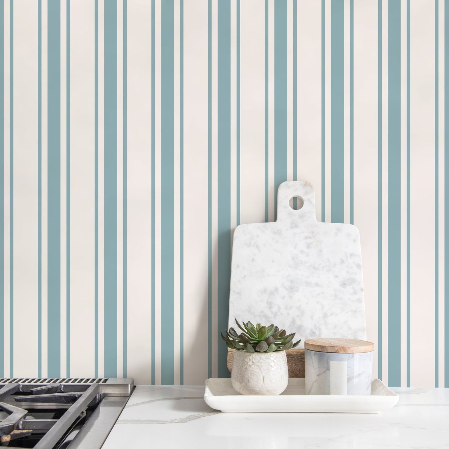 Light Blue Striped Wallpaper Vintage Wallpaper Peel and Stick and Traditional Wallpaper - D758 - WallTrend