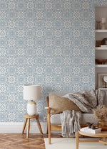 Light Blue Tile Wallpaper / Peel and Stick Wallpaper Removable Wallpaper Home Decor Wall Art Wall Decor Room Decor - D178 - WallTrend