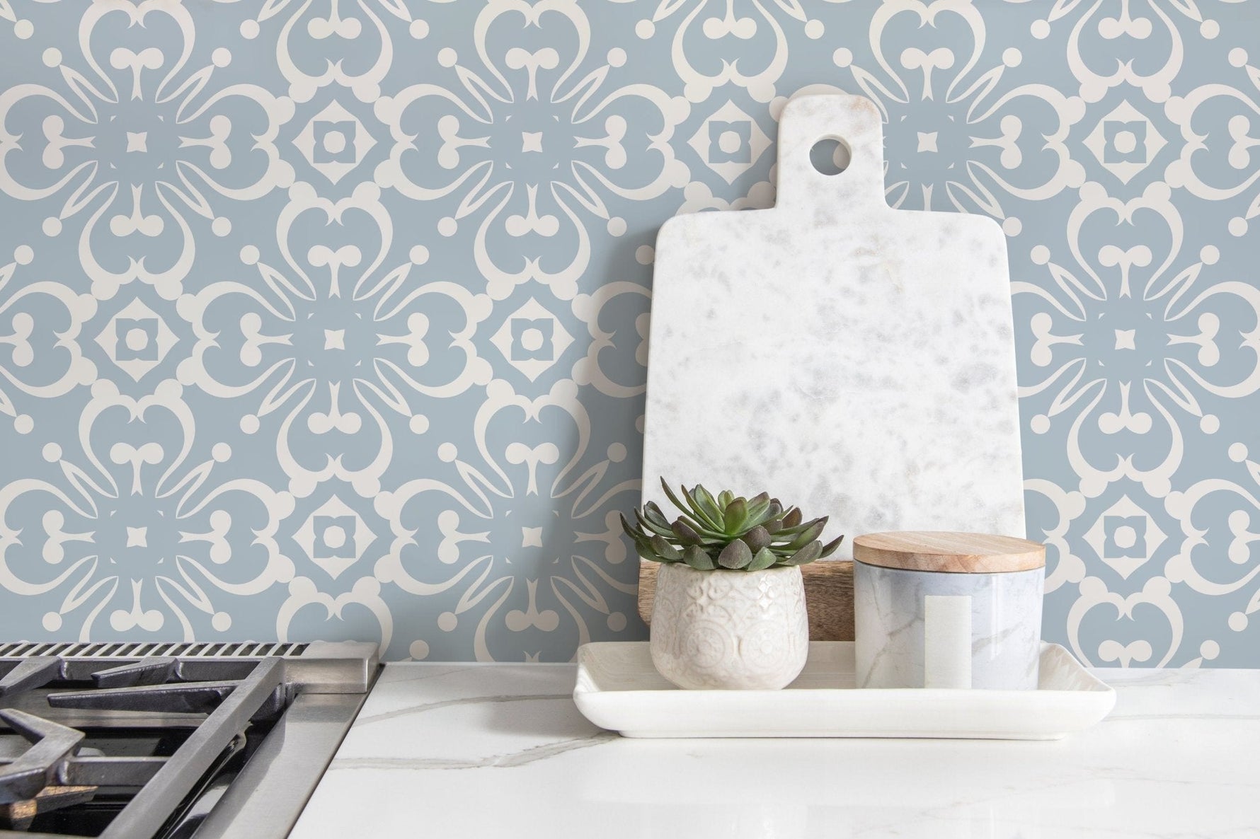 Light Blue Tile Wallpaper / Peel and Stick Wallpaper Removable Wallpaper Home Decor Wall Art Wall Decor Room Decor - D178 - WallTrend