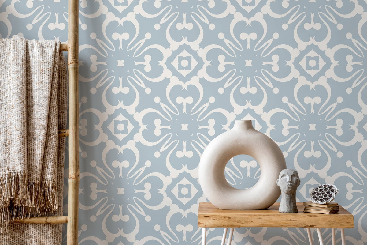 Light Blue Tile Wallpaper / Peel and Stick Wallpaper Removable Wallpaper Home Decor Wall Art Wall Decor Room Decor - D178 - WallTrend