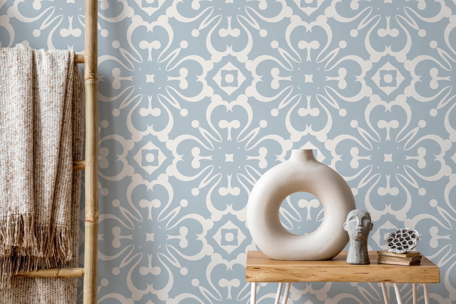 Light Blue Tile Wallpaper / Peel and Stick Wallpaper Removable Wallpaper Home Decor Wall Art Wall Decor Room Decor - D178 - WallTrend