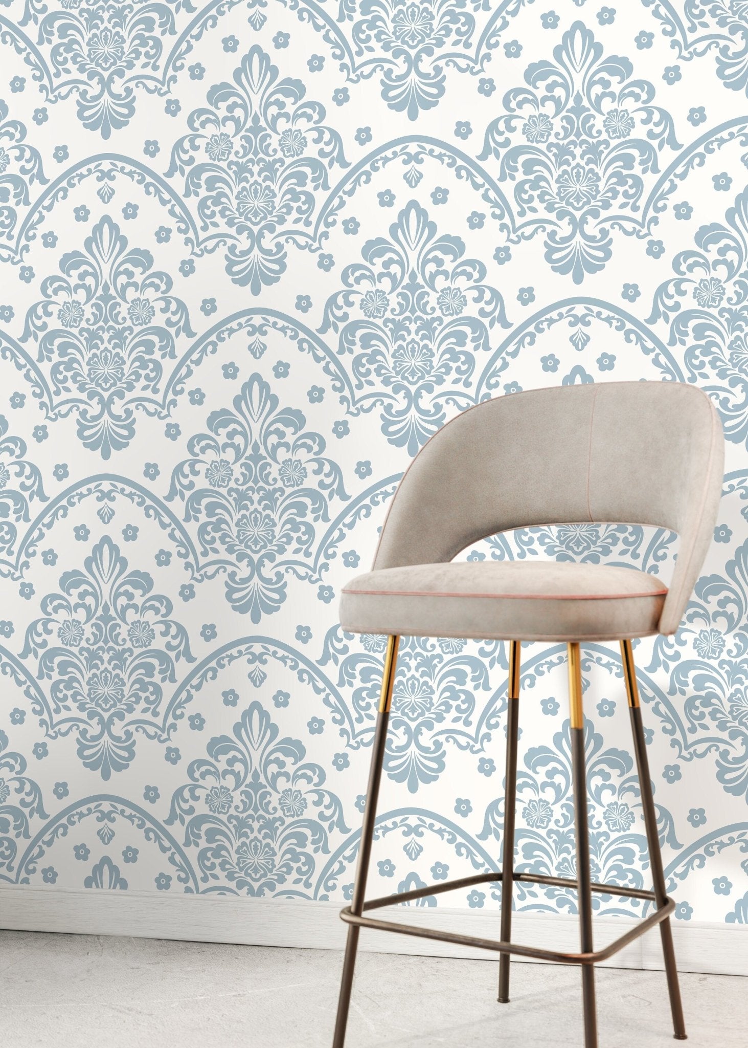 Light Blue Vintage Wallpaper / Peel and Stick Wallpaper Removable Wallpaper Home Decor Wall Art Wall Decor Room Decor - D198 - WallTrend